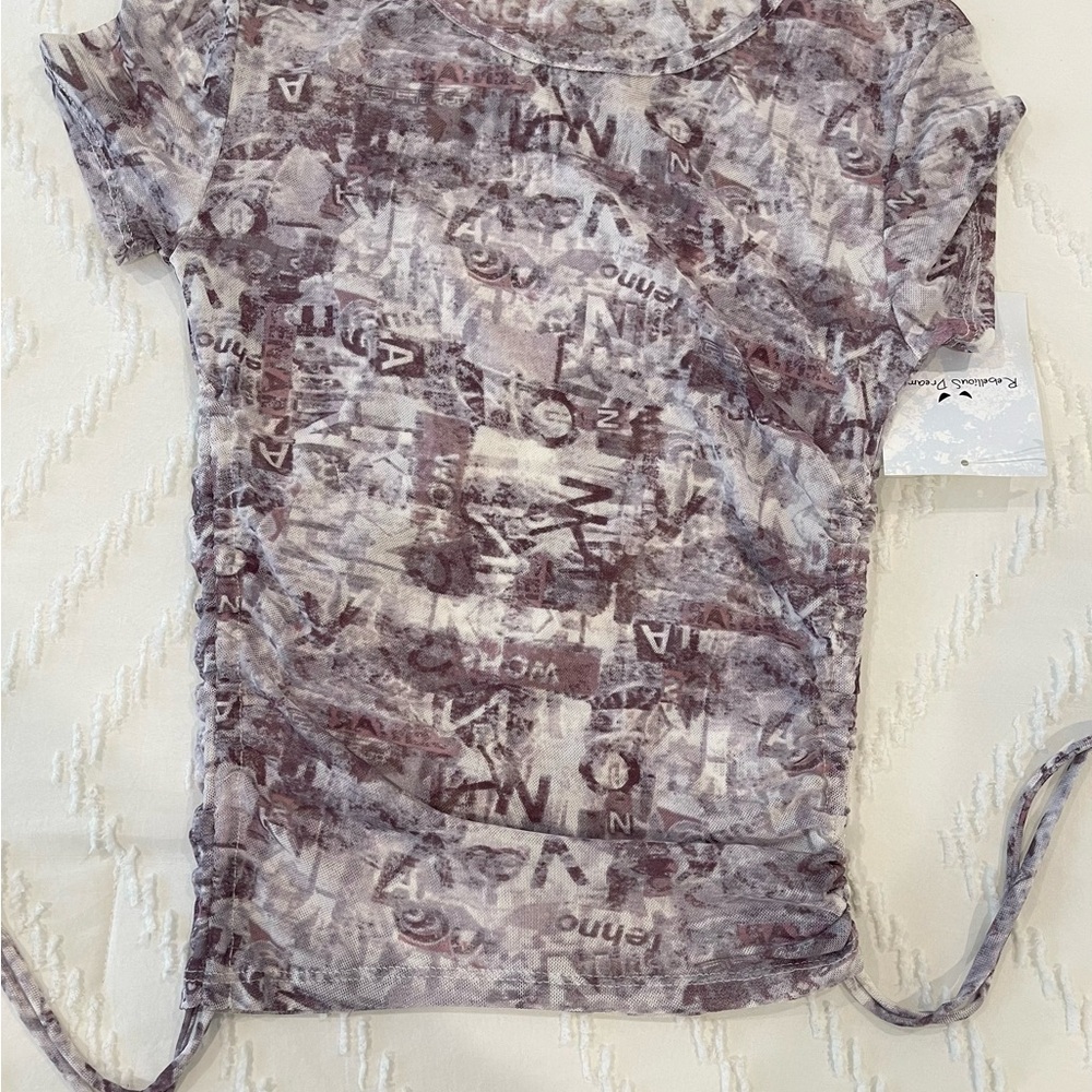 Graphic Print Ruched T-Shirt